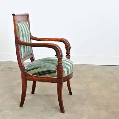 French Directoire Period Striped Velvet Fauteuil