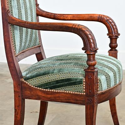 French Directoire Period Striped Velvet Fauteuil