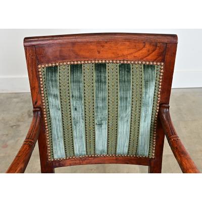French Directoire Period Striped Velvet Fauteuil