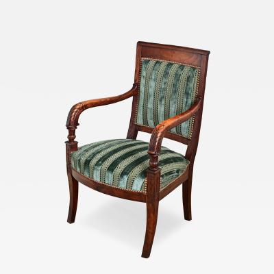 French Directoire Period Striped Velvet Fauteuil