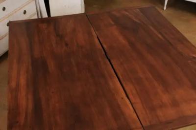 French Directoire Style 19th Century Walnut Table with Folding Top Tapered Legs