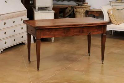 French Directoire Style 19th Century Walnut Table with Folding Top Tapered Legs
