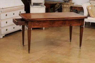French Directoire Style 19th Century Walnut Table with Folding Top Tapered Legs