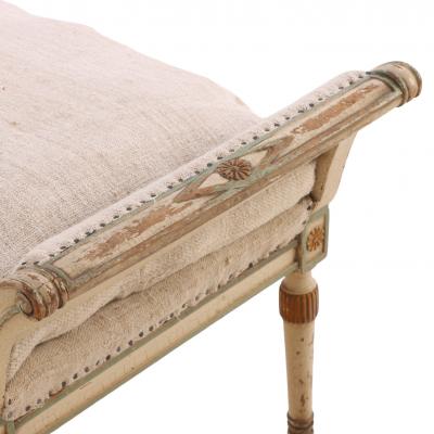 French Directoire Style Painted Gilt Wood Diminutive Chaise Lounge C 1920