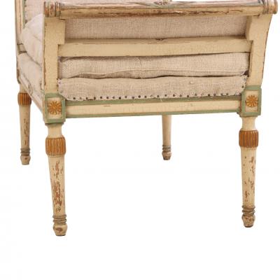 French Directoire Style Painted Gilt Wood Diminutive Chaise Lounge C 1920