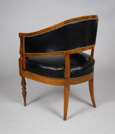 French Directoire Walnut Leather Desk Chair