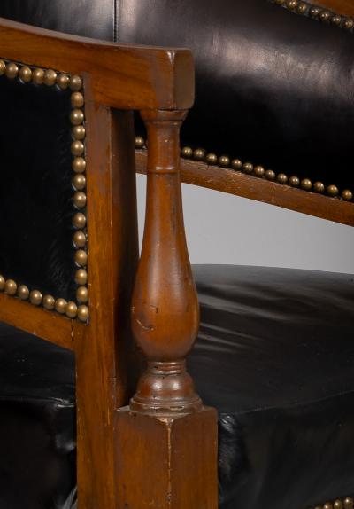 French Directoire Walnut Leather Desk Chair