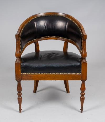 French Directoire Walnut Leather Desk Chair