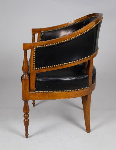 French Directoire Walnut Leather Desk Chair