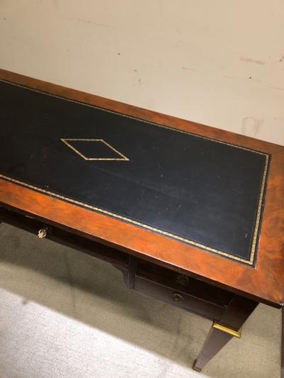 French Directoire gilt incised leather top mahogany bureau platt