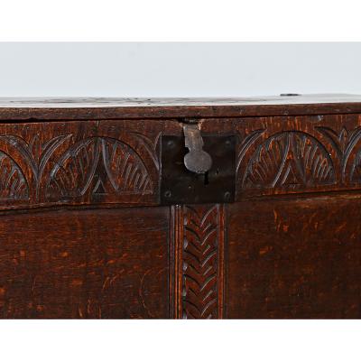 French Early 19th Century Carved Oak Coffer