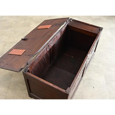 French Early 19th Century Carved Oak Coffer
