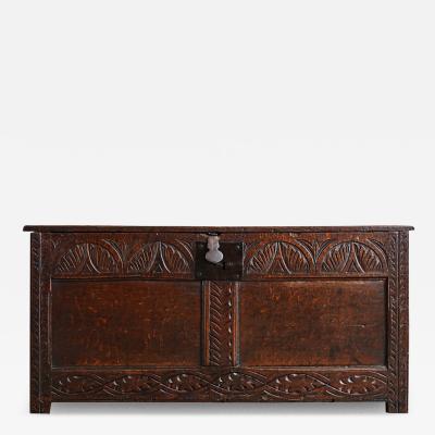 French Early 19th Century Carved Oak Coffer