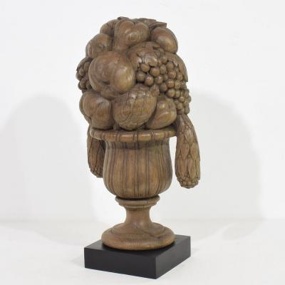 French Early 19th Century Neoclassical Hand Carved Oak Vase Ornament Finial