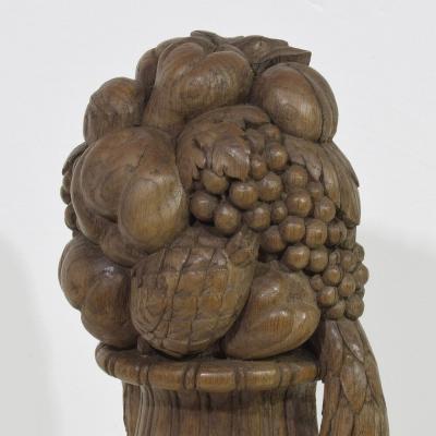 French Early 19th Century Neoclassical Hand Carved Oak Vase Ornament Finial
