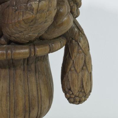 French Early 19th Century Neoclassical Hand Carved Oak Vase Ornament Finial
