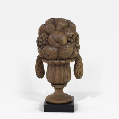 French Early 19th Century Neoclassical Hand Carved Oak Vase Ornament Finial