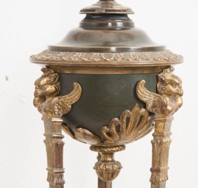 French Early 20th Century Empire Brass and Bronze Brazier Table Lamp