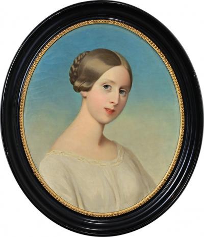 French Early 20th Century Framed Oval Portrait