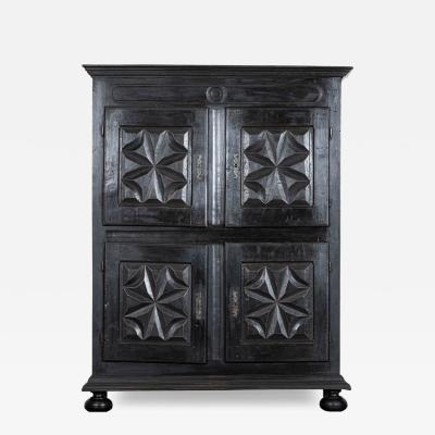 French Ebonised 18thC Oak Walnut Cupboard