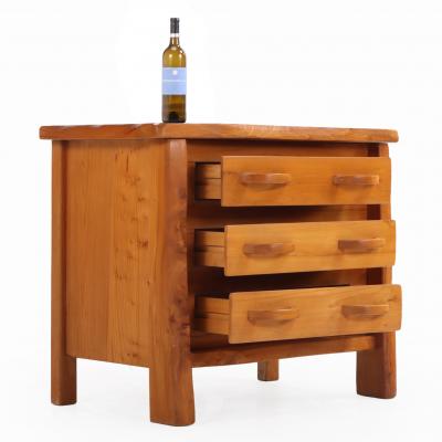 French Elm Three Drawer Brutalist Dresser C 1970