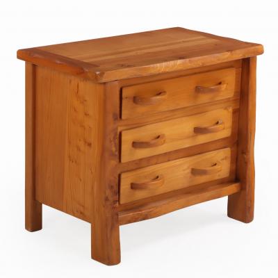 French Elm Three Drawer Brutalist Dresser C 1970