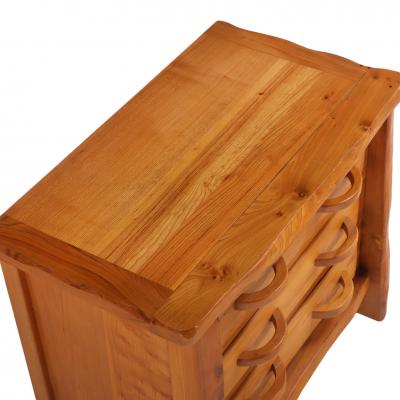 French Elm Three Drawer Brutalist Dresser C 1970