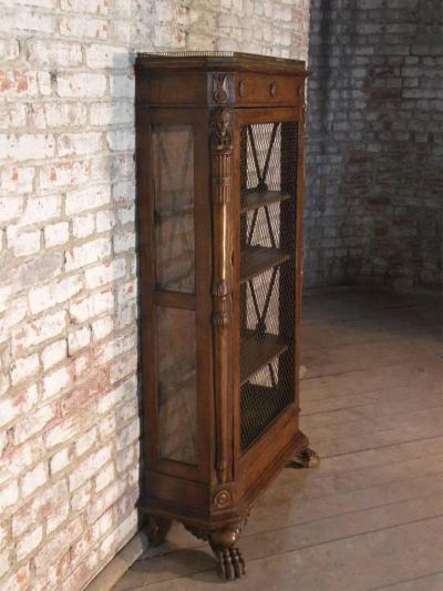 French Empire 19th Century Walnut Bookcase Cabinet