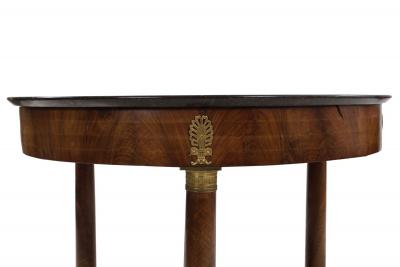 French Empire Antique Burl Walnut Center Table with Black Marble Top circa 1815