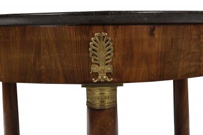 French Empire Antique Burl Walnut Center Table with Black Marble Top circa 1815