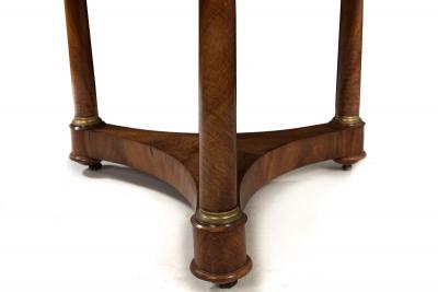 French Empire Antique Burl Walnut Center Table with Black Marble Top circa 1815