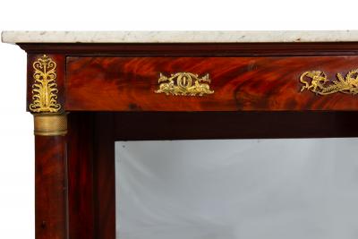 French Empire Antique Mahogany Gilt Bronze Marble Pier Table circa 1820