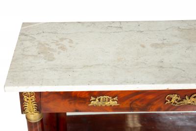 French Empire Antique Mahogany Gilt Bronze Marble Pier Table circa 1820