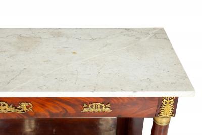 French Empire Antique Mahogany Gilt Bronze Marble Pier Table circa 1820