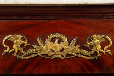 French Empire Antique Mahogany Gilt Bronze Marble Pier Table circa 1820