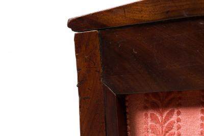 French Empire Armchair with Red Floral Striped Damask Upholstery