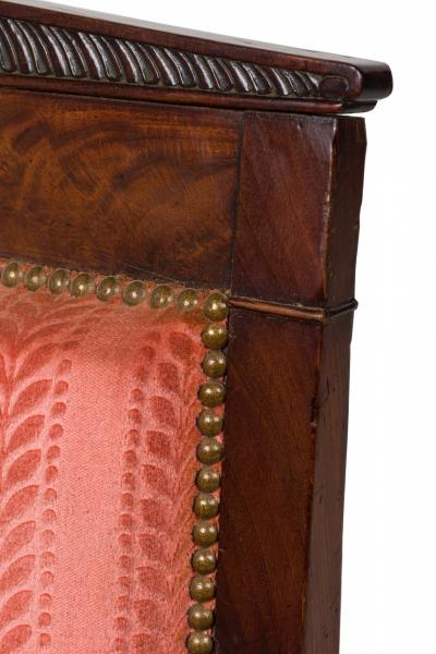 French Empire Armchair with Red Floral Striped Damask Upholstery
