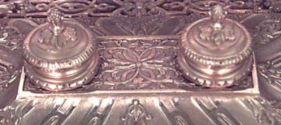 French Empire Bronze Dore Double Inkwell