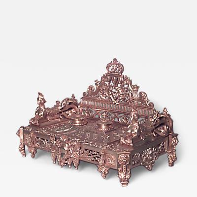 French Empire Bronze Dore Double Inkwell