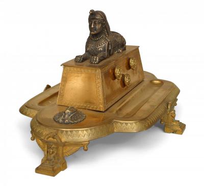French Empire Bronze Egyptian Inkwell
