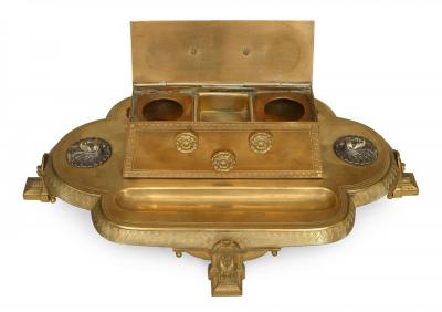 French Empire Bronze Egyptian Inkwell
