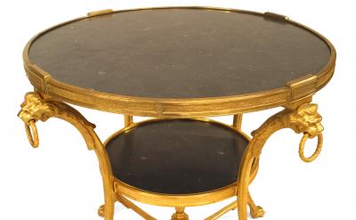 French Empire Bronze Lion End Tables