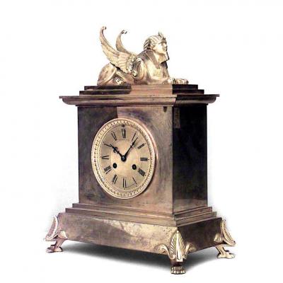 French Empire Bronze Sphinx Mantel Clock