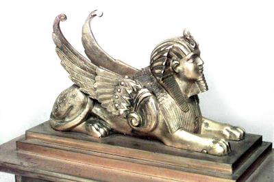 French Empire Bronze Sphinx Mantel Clock