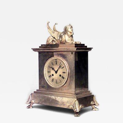 French Empire Bronze Sphinx Mantel Clock
