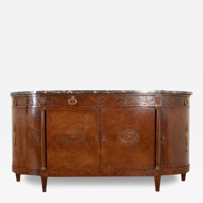 French Empire Burl Wood Demilune Enfilade
