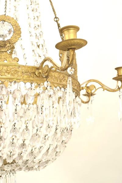 French Empire Circa 1810 Gilt Bronze and Cut Glass Chandelier