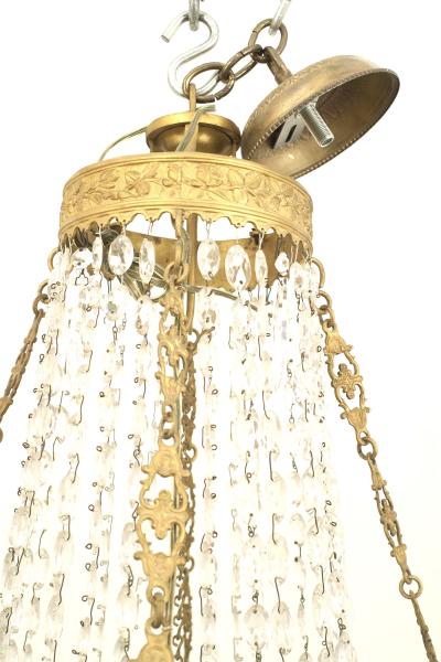 French Empire Circa 1810 Gilt Bronze and Cut Glass Chandelier