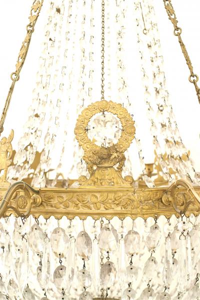French Empire Circa 1810 Gilt Bronze and Cut Glass Chandelier