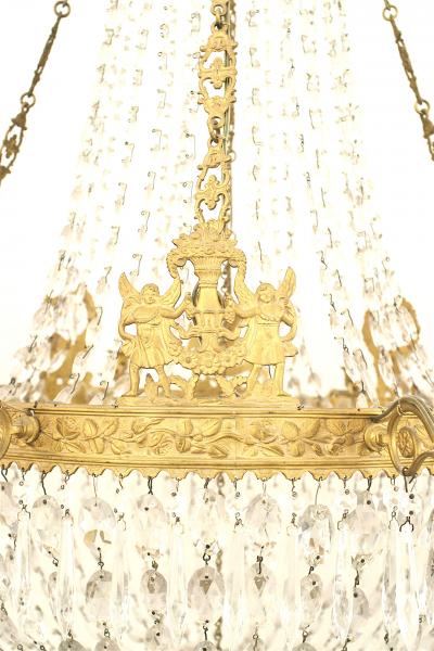 French Empire Circa 1810 Gilt Bronze and Cut Glass Chandelier